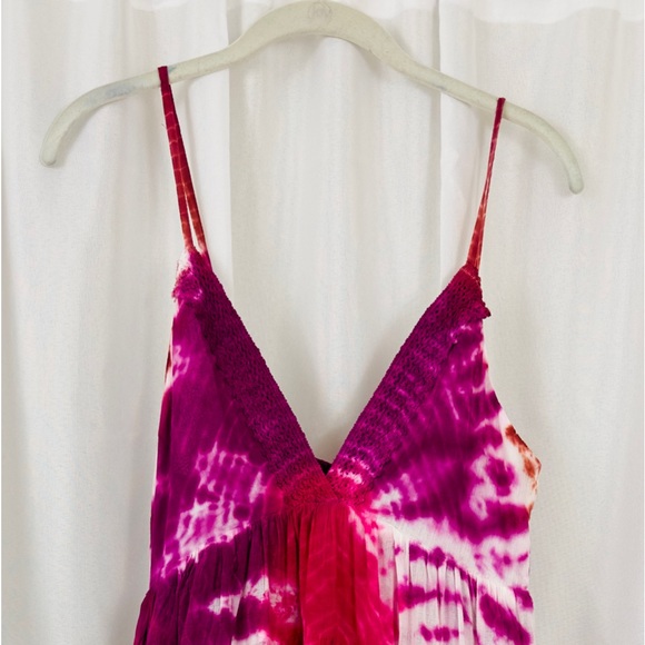 RAGA - Boho Spaghetti Strap Tie Dye Babydoll Dress Crocheted Trim  Mediu… - Picture 4 of 12